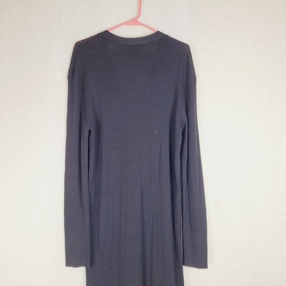 New Line and Dot Simone black ribbed slinky knit button front maxi dress size XL - Picture 9 of 14